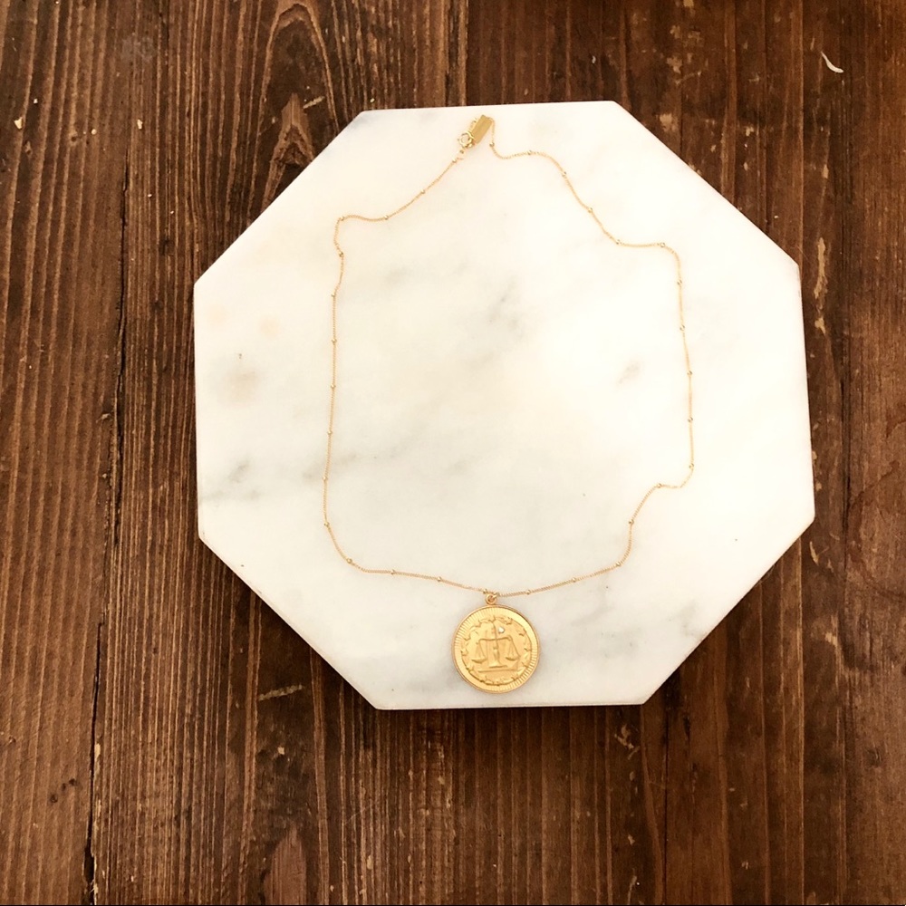 Aquinnah vintage zodiac coin necklace - libra